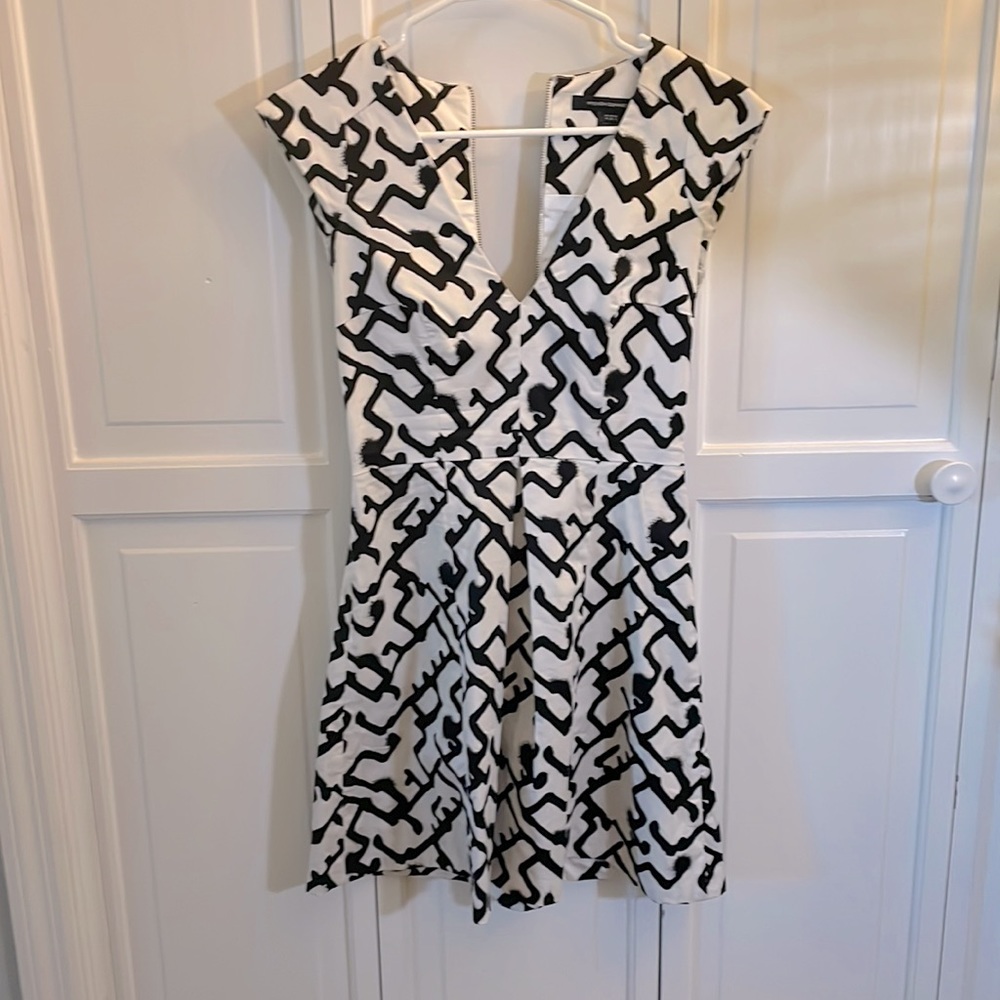 Black/white fit and flare dress